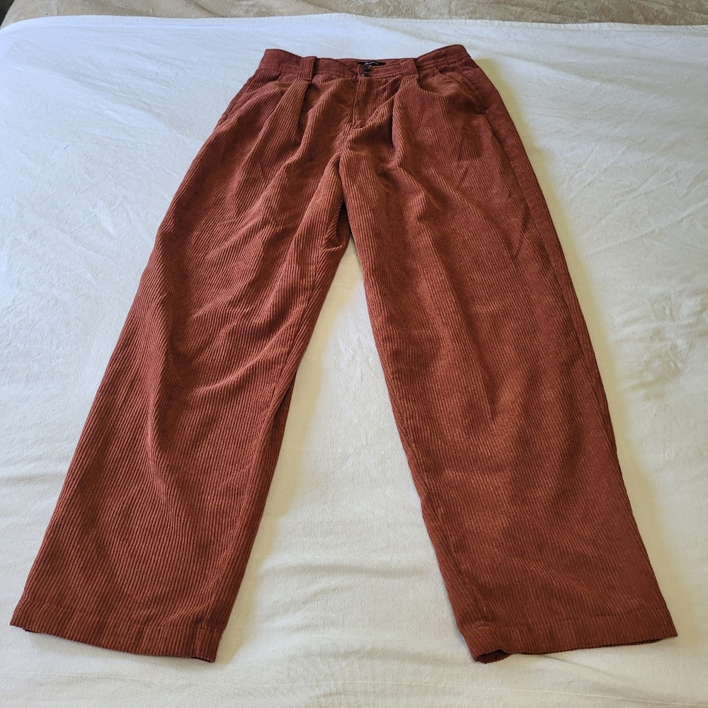 Madewell Corduroy Pants Womens Size 10 Wideleg Highrise Pleated Rusty Brown